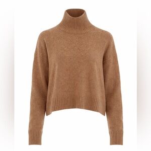 Free‎ People 100% Cashmere Funnel Neck Sweater Brown Oversized L